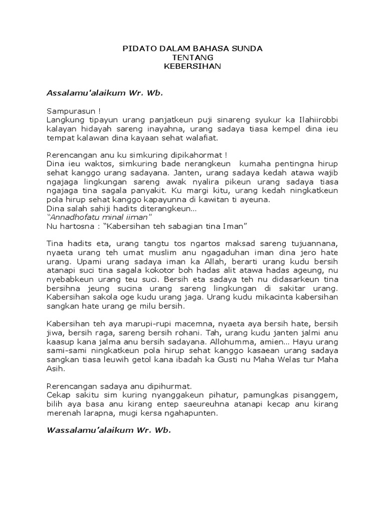 Contoh Pidato Agama Bahasa Sunda