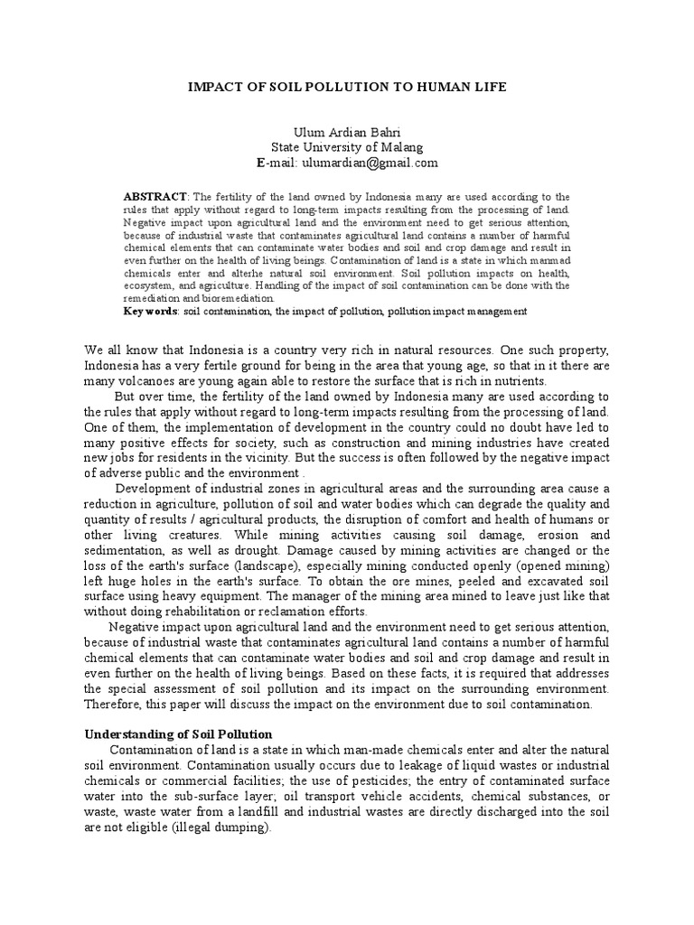 Soil Pollution's Impact on Health and Ecosystems | PDF | Pollution ...