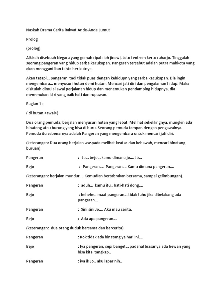 Naskah Drama Cerita Rakyat Ande