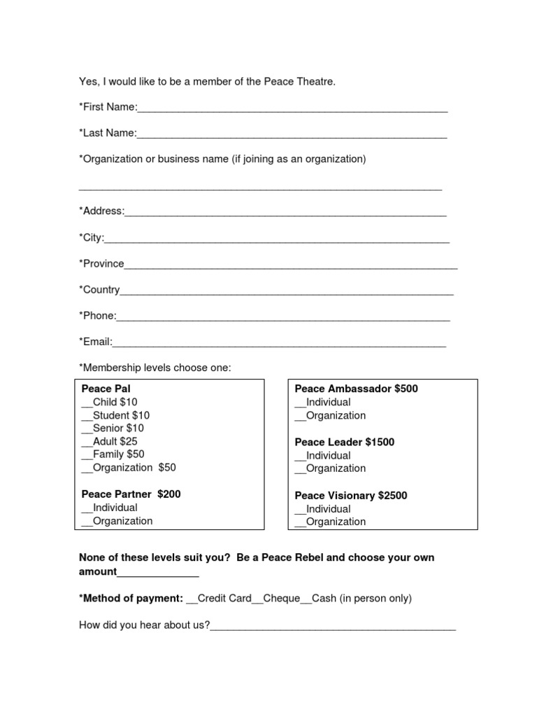 Membership Form For PRINT | PDF | Career & Growth