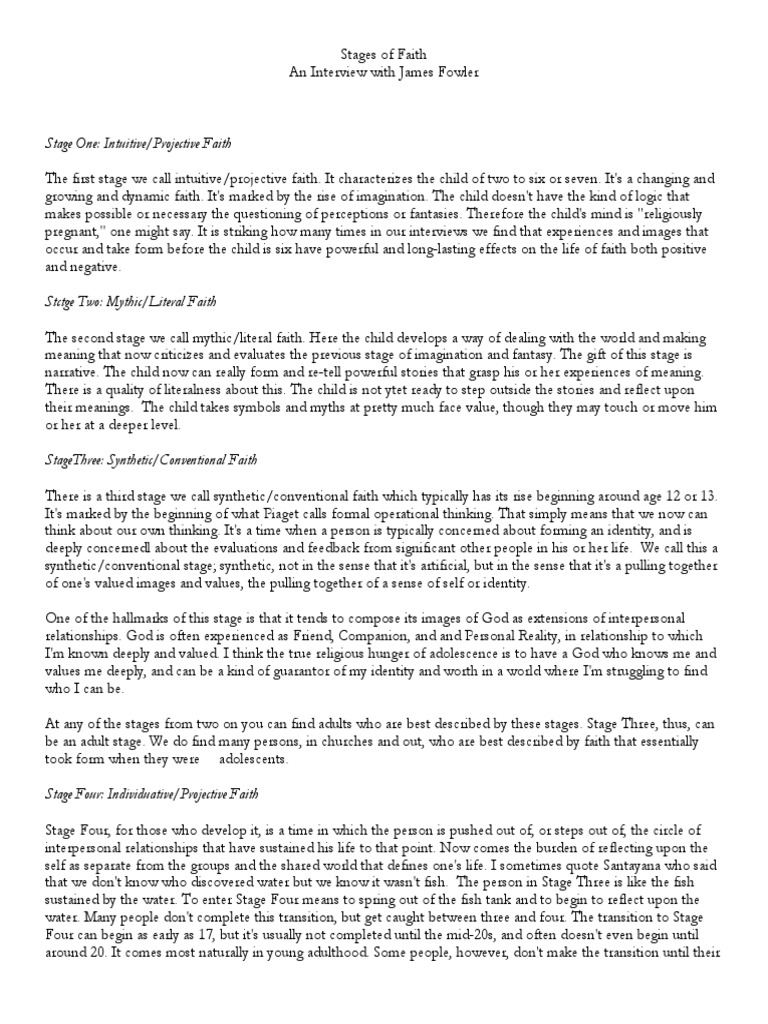 Stages of Faith | PDF | Self | Faith