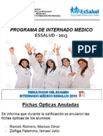 Resultados Del Examen de Internado Médico EsSalud 2013