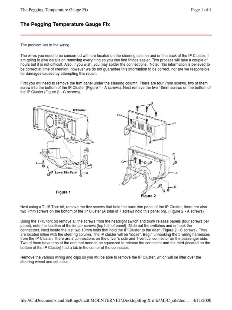 Page 1 of 4 The Pegging Temperature Gauge Fix Download Free PDF Electrical Connector Screw