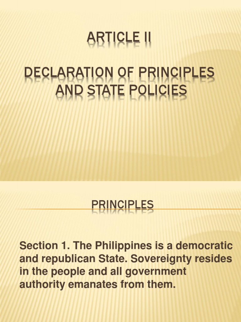 Article Ii Declaration of Principles and State Policies PDF