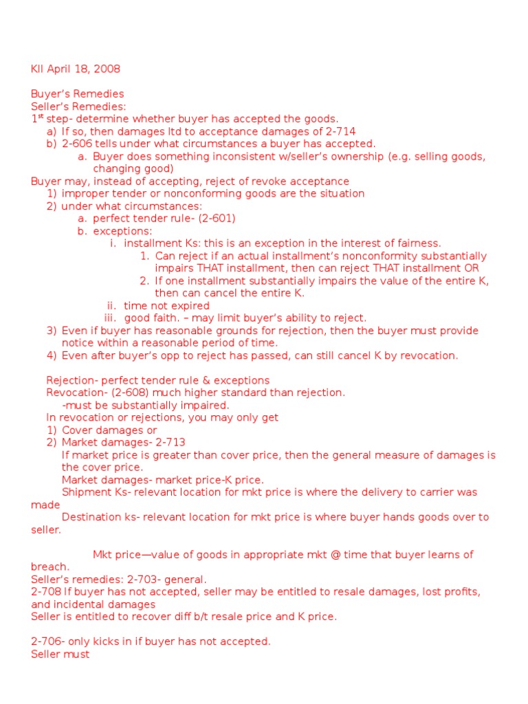 Ucc Buyer S Remedies Flowchart