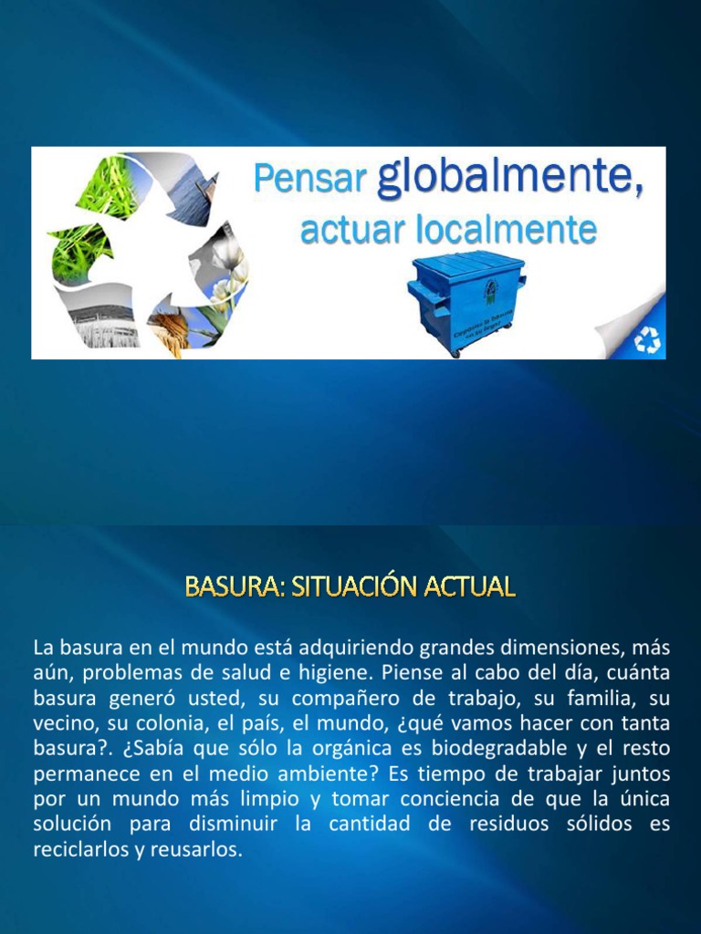 Importancia del Reciclaje y Reducción de Basura | PDF | El plastico ...