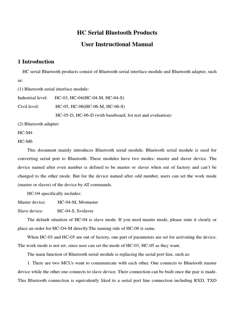 HC Serial Bluetooth Module Guide | PDF | Bluetooth | Computer Engineering