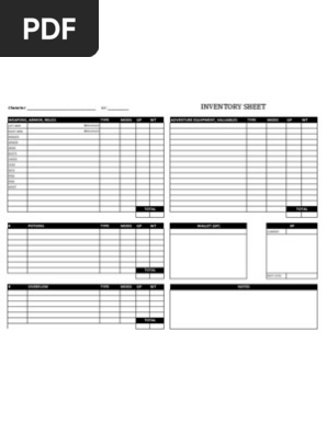 Inventory Sheet