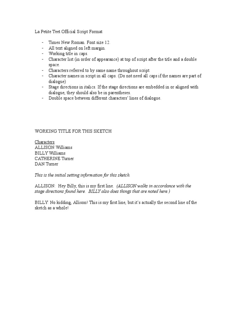 Script Formatting Guide | PDF