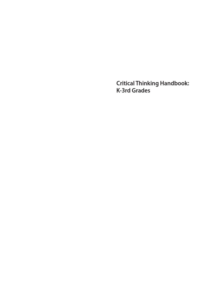 critical thinking handbook k 3