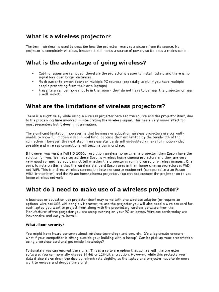 Understanding Wireless Projectors | PDF | Wireless Lan | Wireless ...