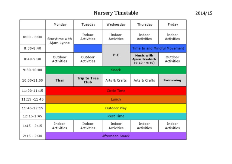 Nursery Schedule for 2014/15 | PDF
