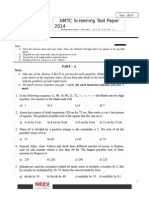 NMTC 2014 Screening Test Paper Primary 5-6