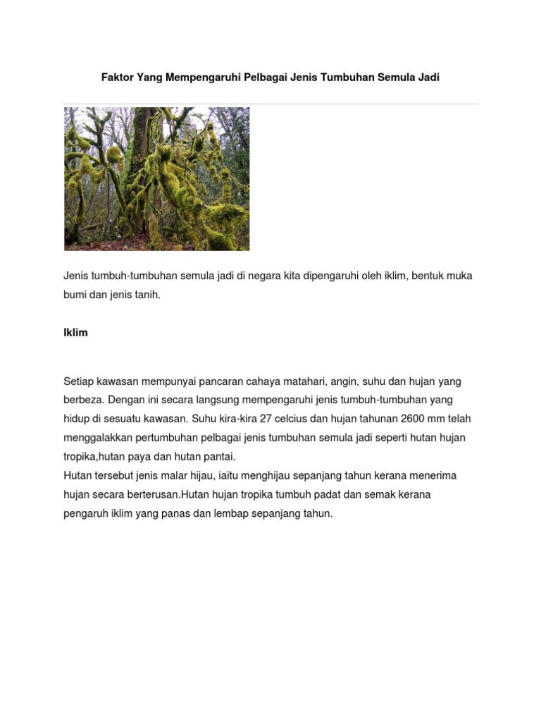 Faktor Yang Mempengaruhi Pelmbagai Jenis Tumbuhan Semula Jadi Pdf