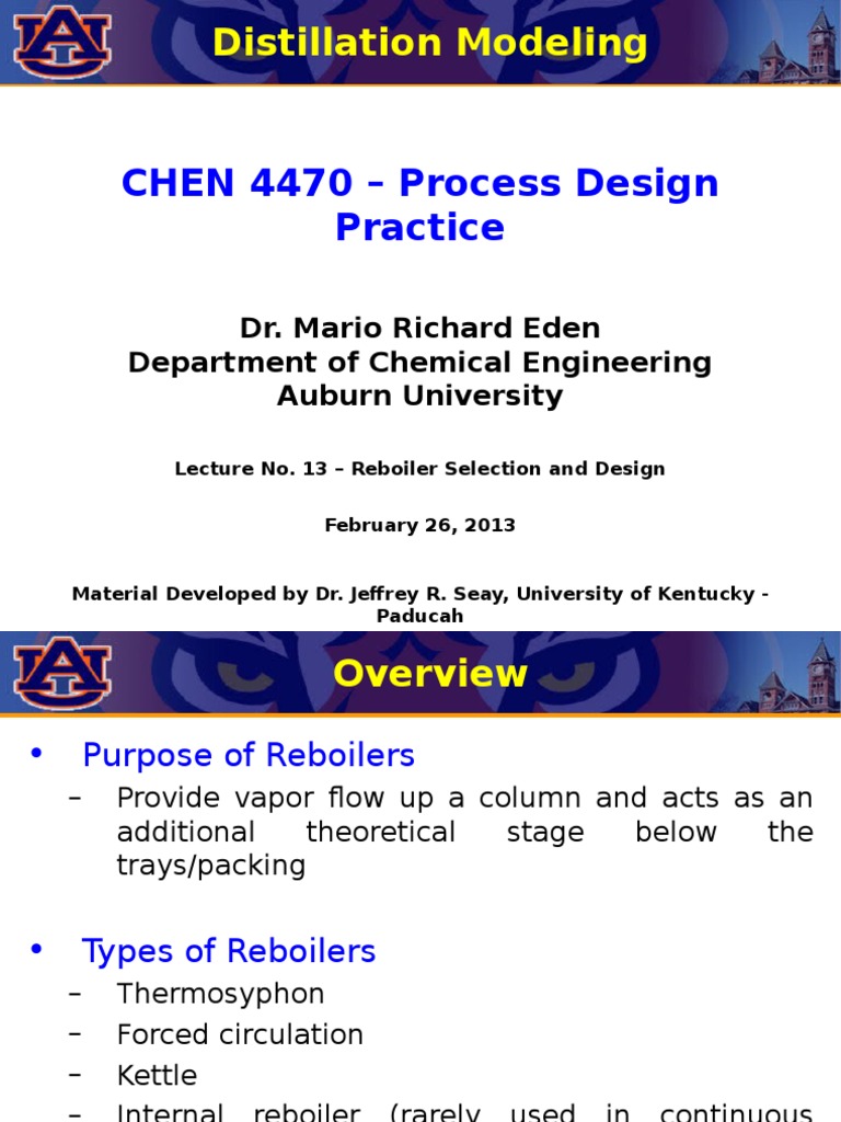 CHEN 4470 - Process Design Practice: Distillation Modeling | PDF ...
