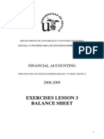 Exercises Lesson 3 Balance Sheet: Financial Accounting