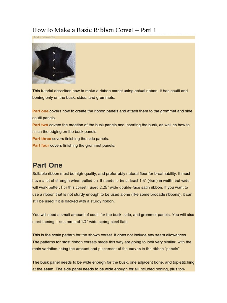 Basic Ribbon Corset Tutorial: Part 1 | PDF | Seam (Sewing) | Sewing