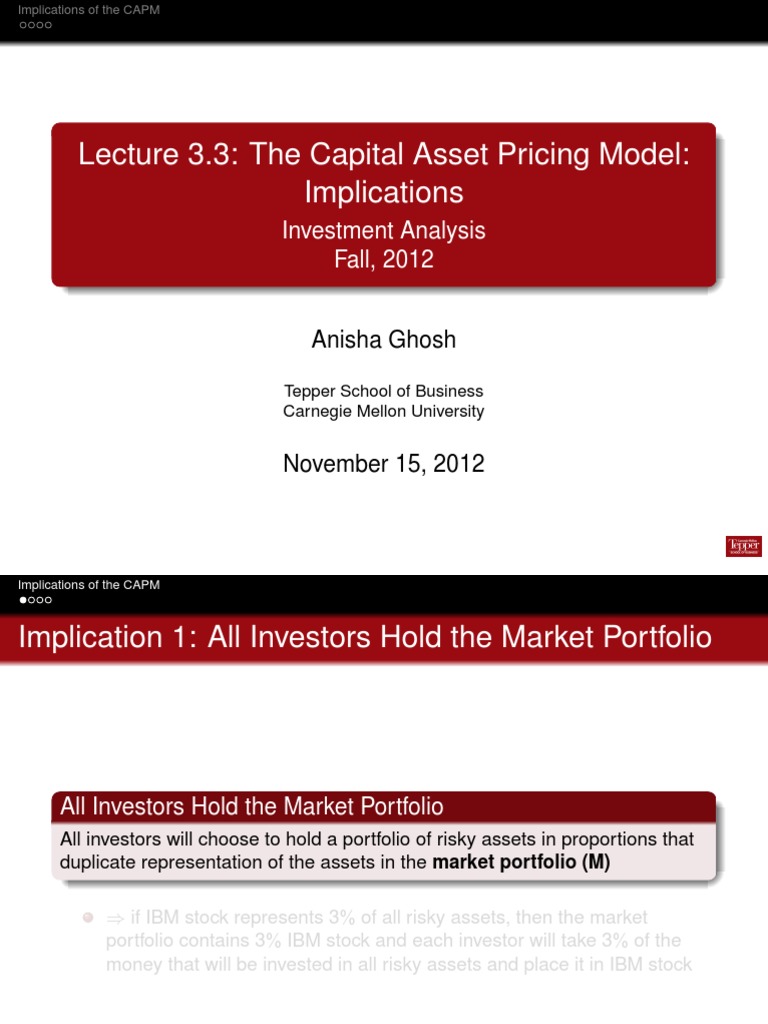 Lecture 3.3: The Capital Asset Pricing Model: Implications: Investment ...