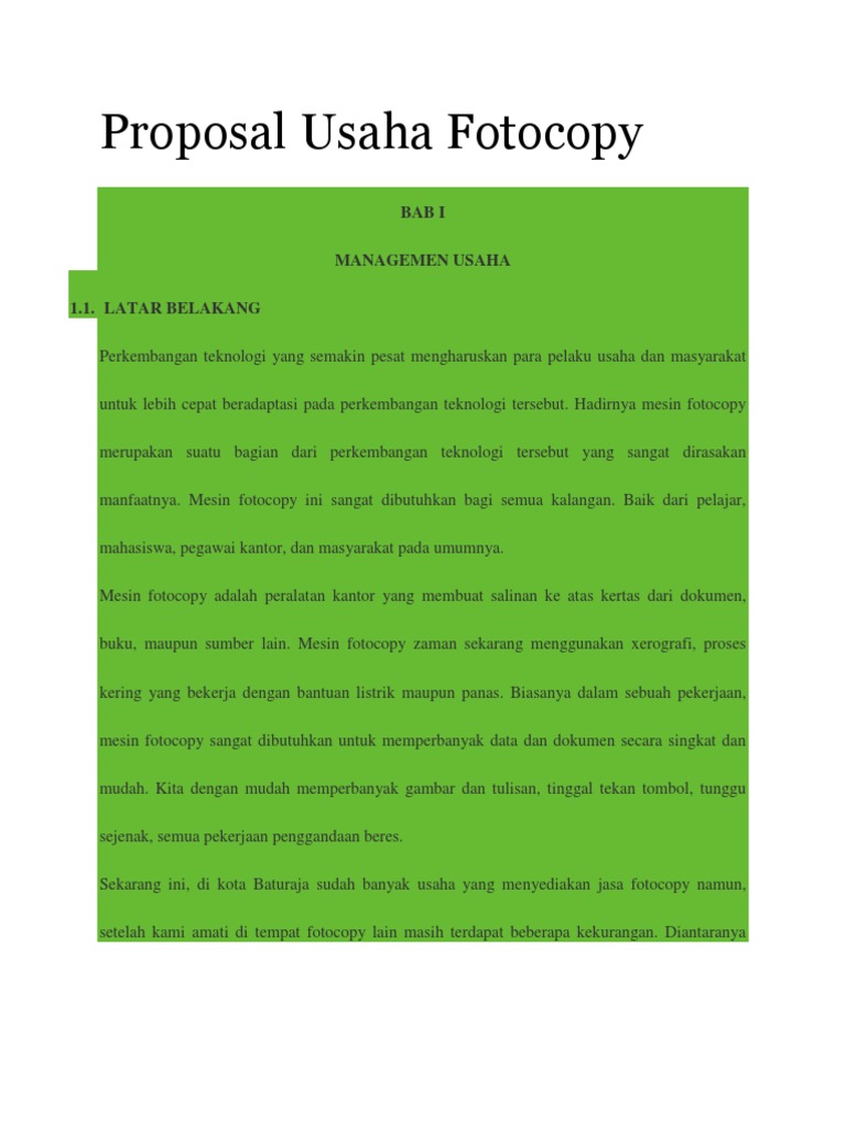 Proposal Usaha Fotocopy