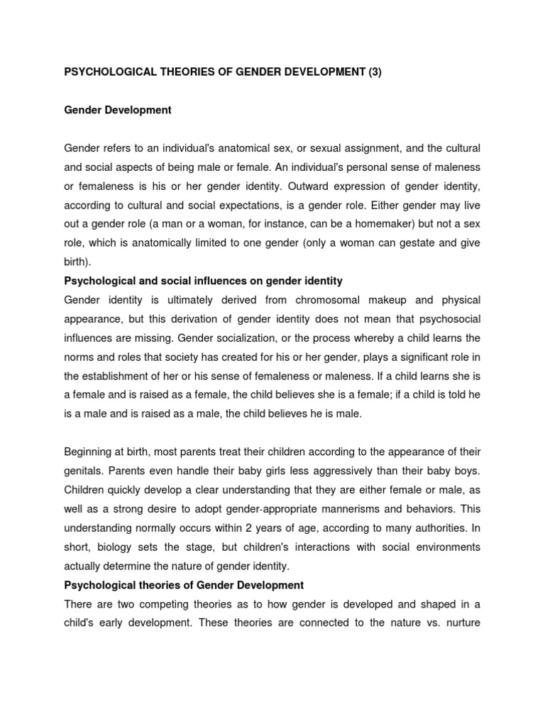 Theories of Gender Development Explained | PDF | Human Development ...