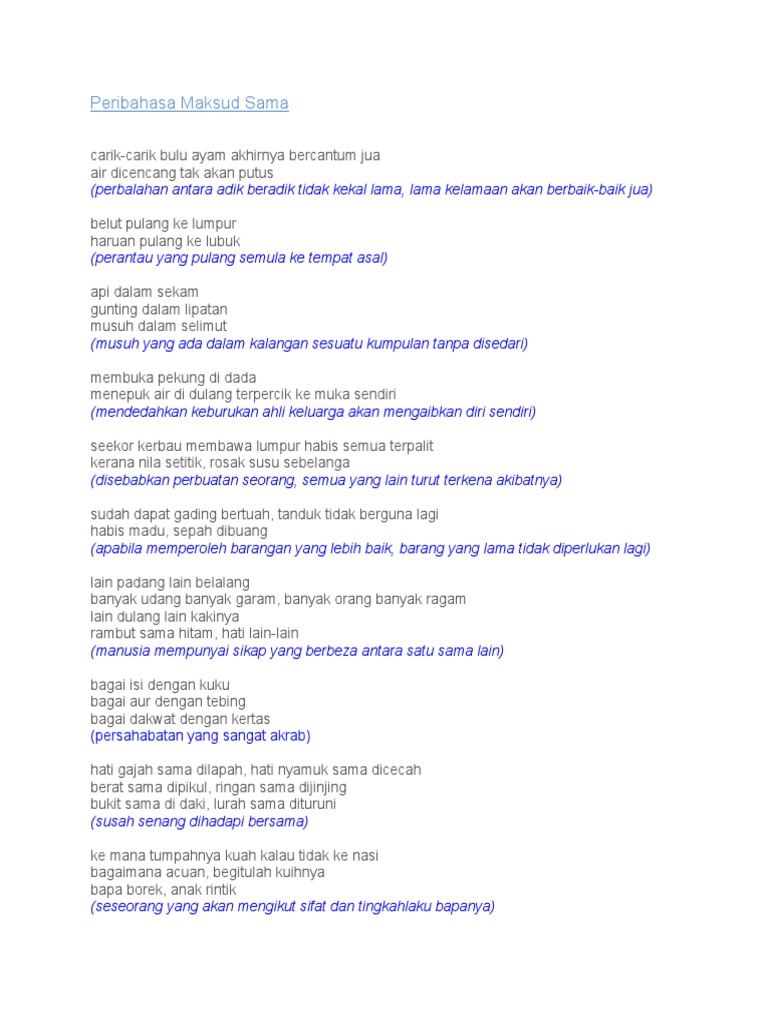 Peribahasa Maksud Sama Pdf
