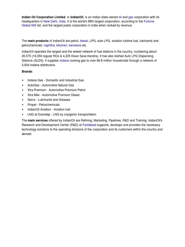 Indian Oil Corporation Limited | PDF
