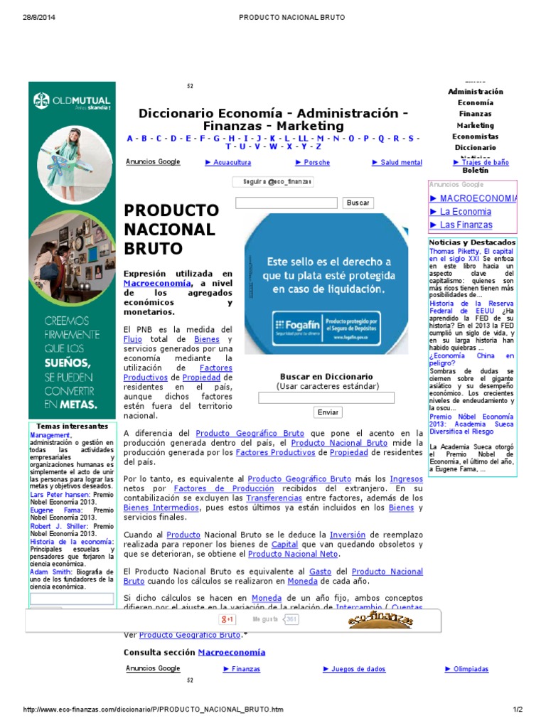Producto Nacional Bruto Producto Nacional Bruto