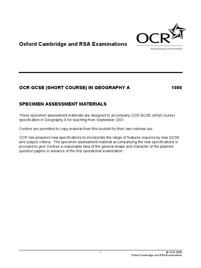 Oxford Cambridge and RSA Examinations Ocr Gcse (Short Course) in