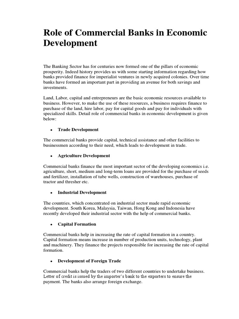 role of commercial banks in economic development of a country