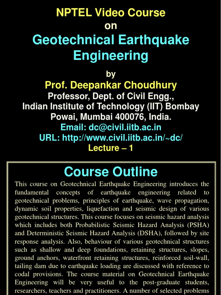 Geotechnical Earthquake Engineering Course | PDF | Geotechnical ...
