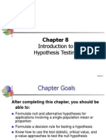 Introduction To Hypothesis Testing: Chap 8-1