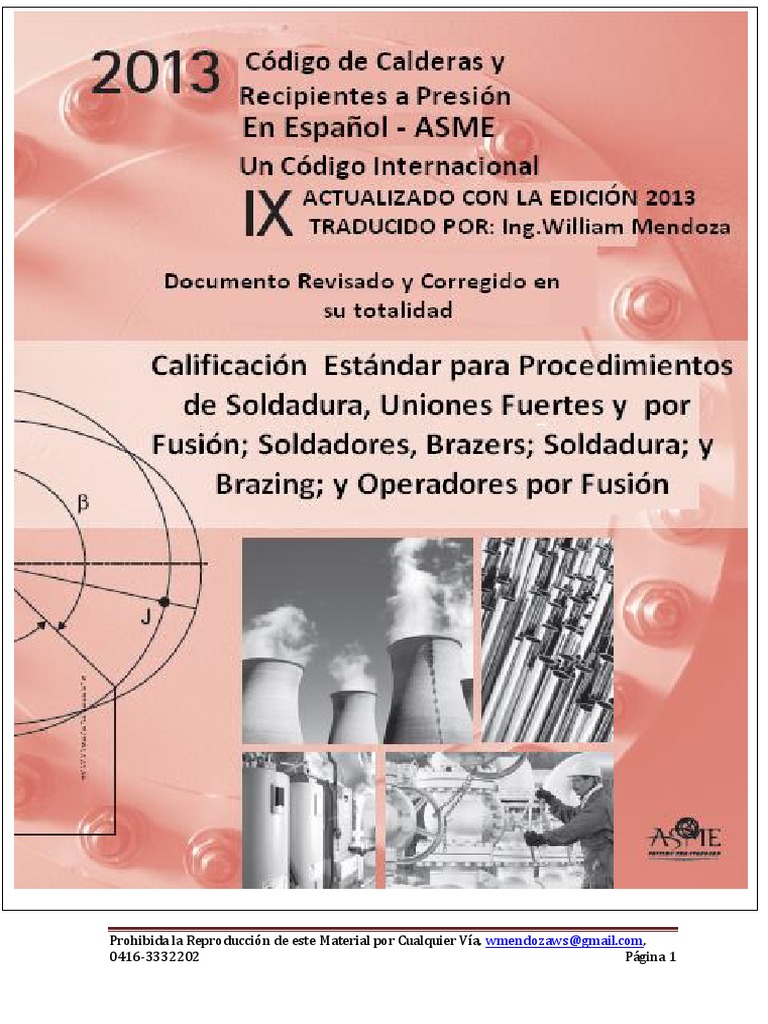 Código Asme, Sección Ix, Parte Qw en Español.2013 | Soldadura | Metales