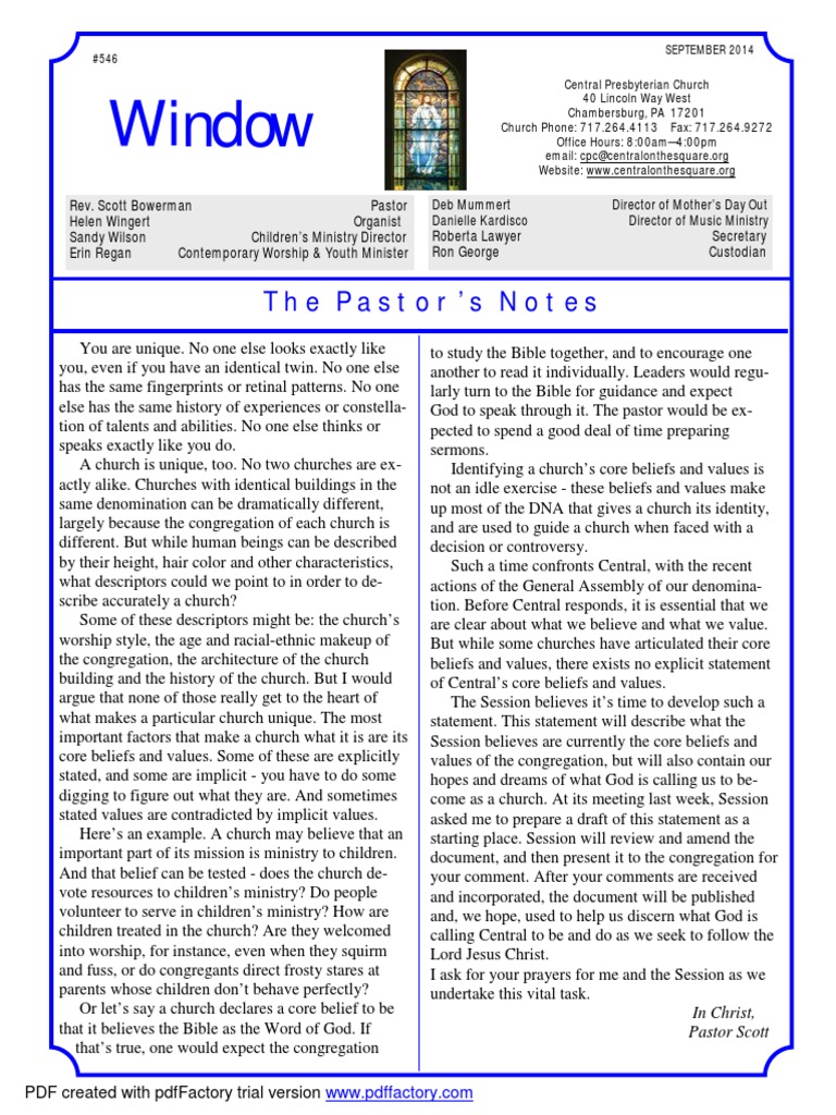 Window: The Pastor's Notes | PDF | Prayer | Religious Behaviour And ...