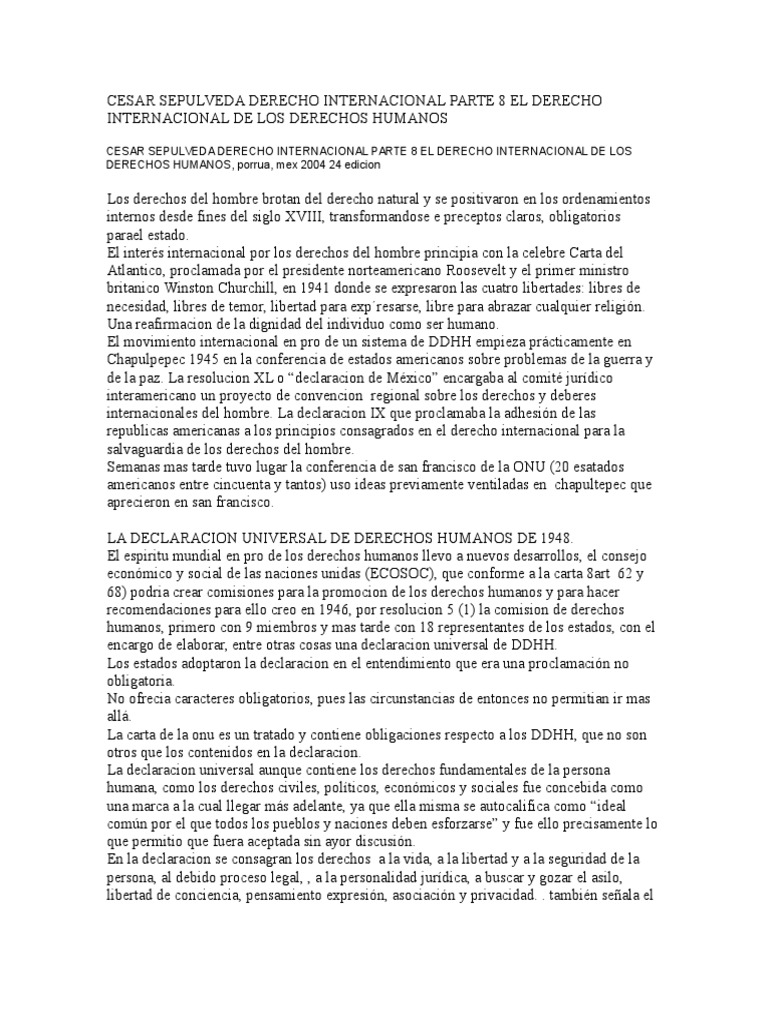 Derechos Humanos en el Derecho Internacional | PDF | Etica Aplicada ...