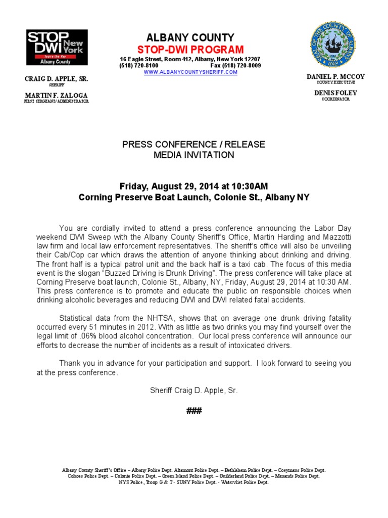 DWI Sweep Press Conference Invitation | PDF | Social Science