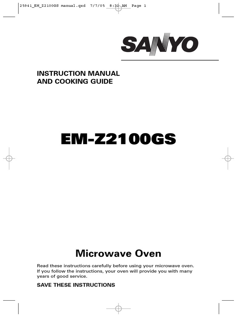 Microwave Manual Sanyo Grilling Cooking