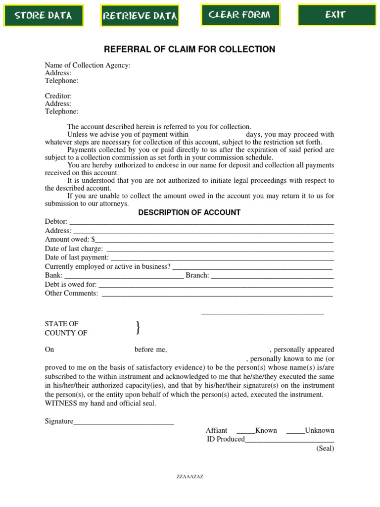 Claim Collection Referral Document | PDF
