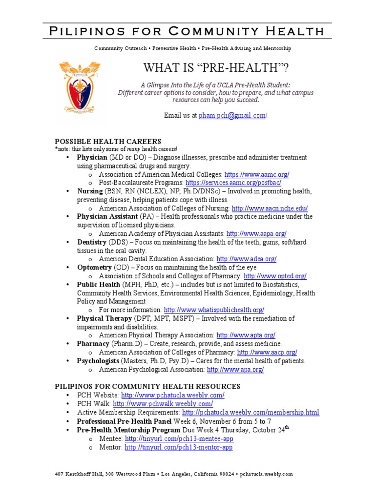 PCH Pre-Health Resources | PDF | Dentistry | Physician