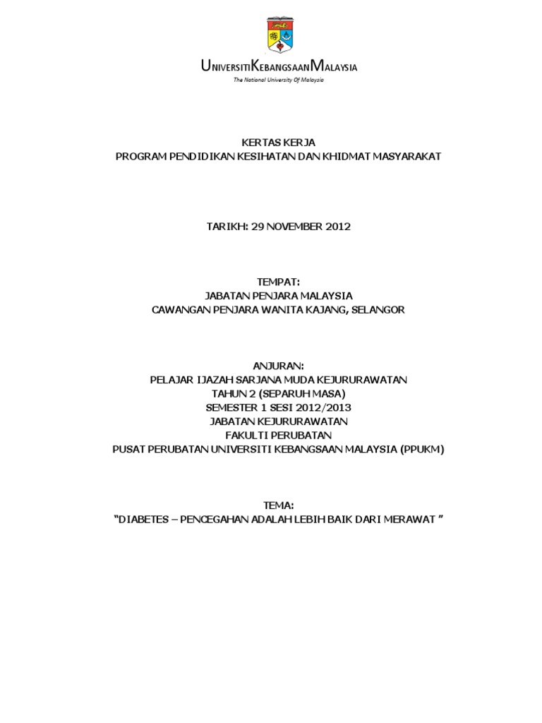 Kertas Kerja Ke Penjara Kajang Wanita Edited 14 Oct 2012 Pdf