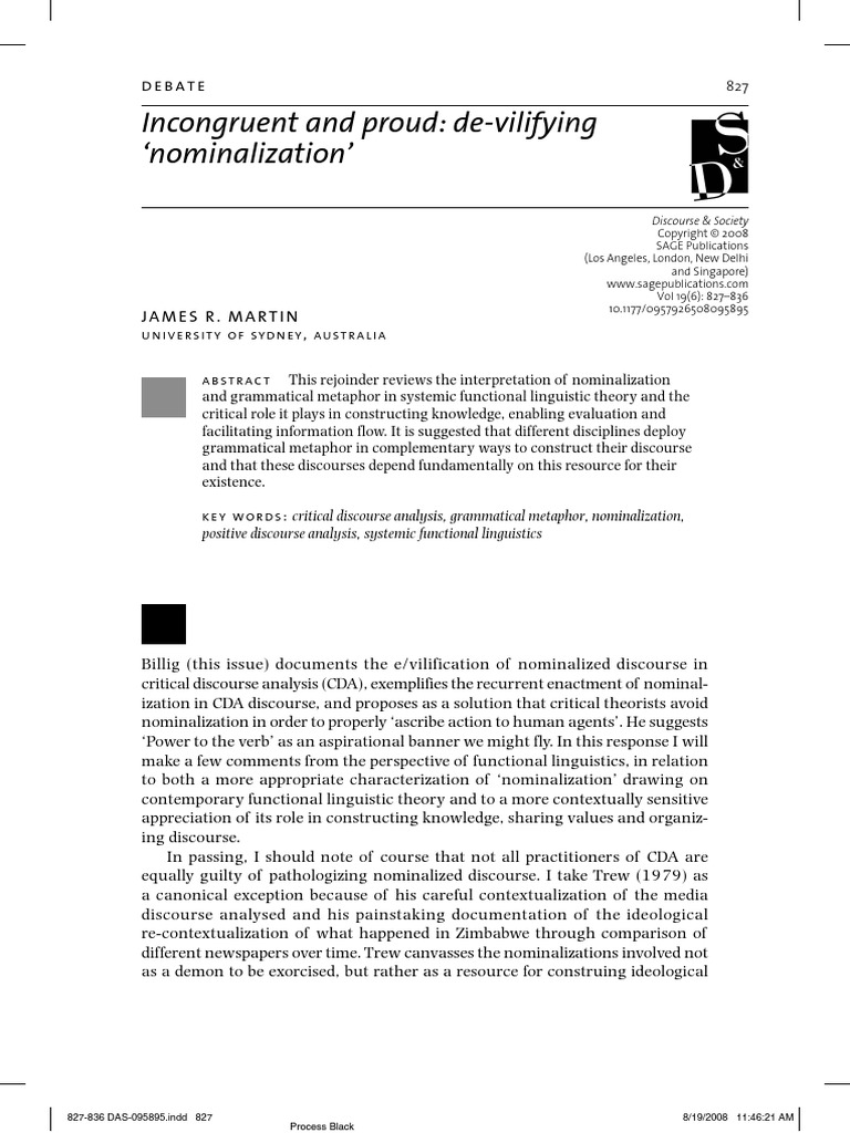 (J. R. Martin) Incongruent and Proud - De-Vilifying - Nominalization ...