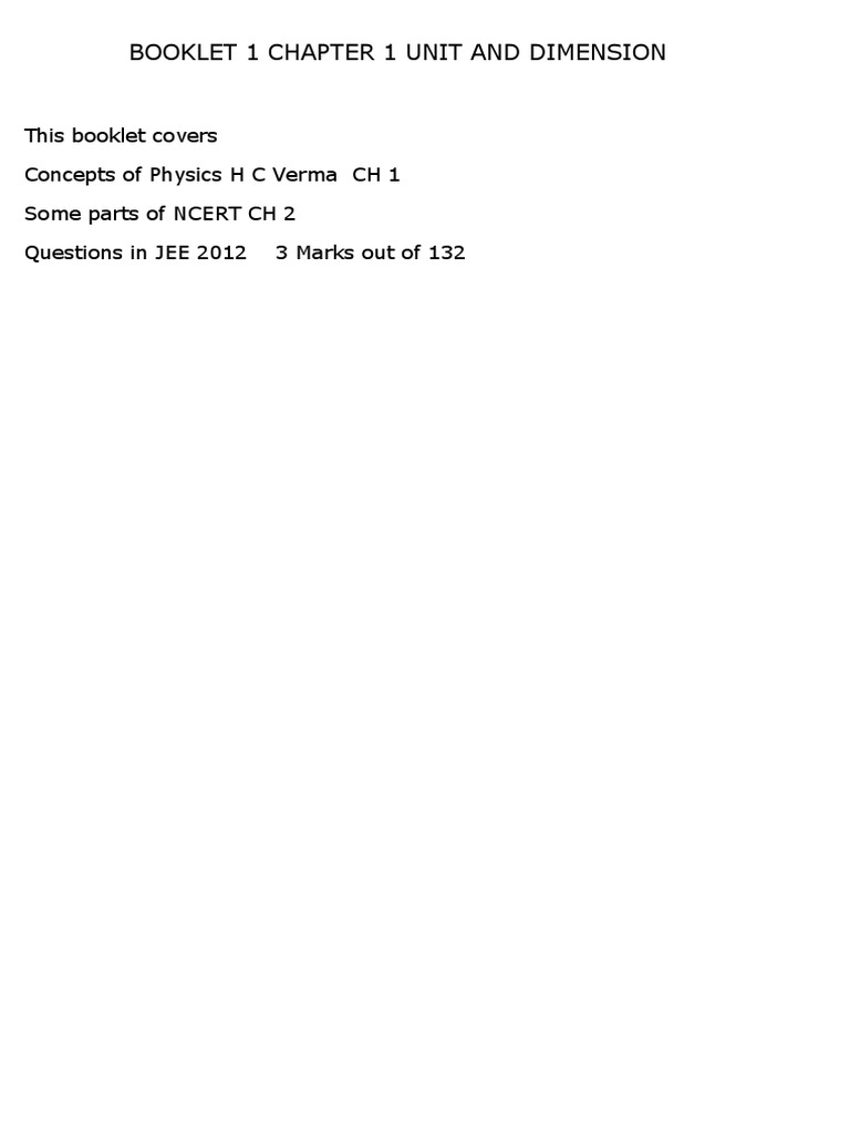 Booklet 1 Chapter 1 Unit and Dimension | PDF | Units Of Measurement ...