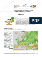 2013 Geografie Concursul 'Terra' Judeteana Clasa a VI-A Subiecte