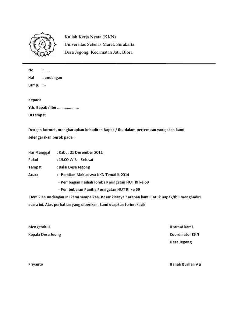 Undangan Perpisahan KKN