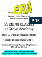 BERA Programme of Evening Classes at Grove Academy in Broughty Ferry Autumn Term 2014