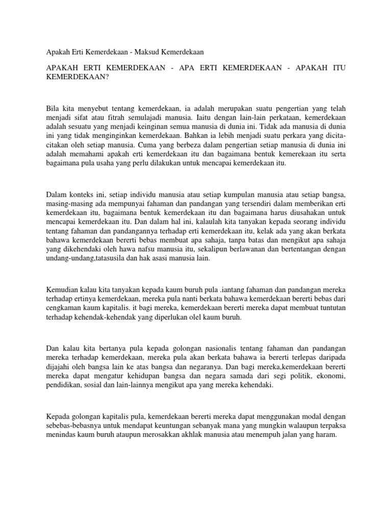 Apakah Erti Kemerdekaan Pdf