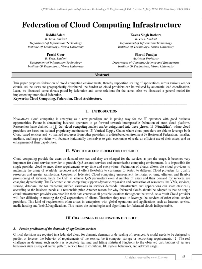 FEDERATION OF CLOUD COMPUTING INFRASTRUCTURE | Service Level Agreement ...