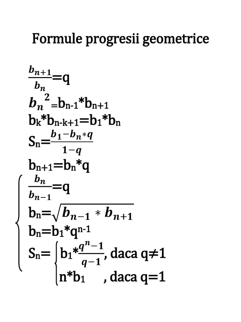 Formule pentru Progresii Geometrice | PDF