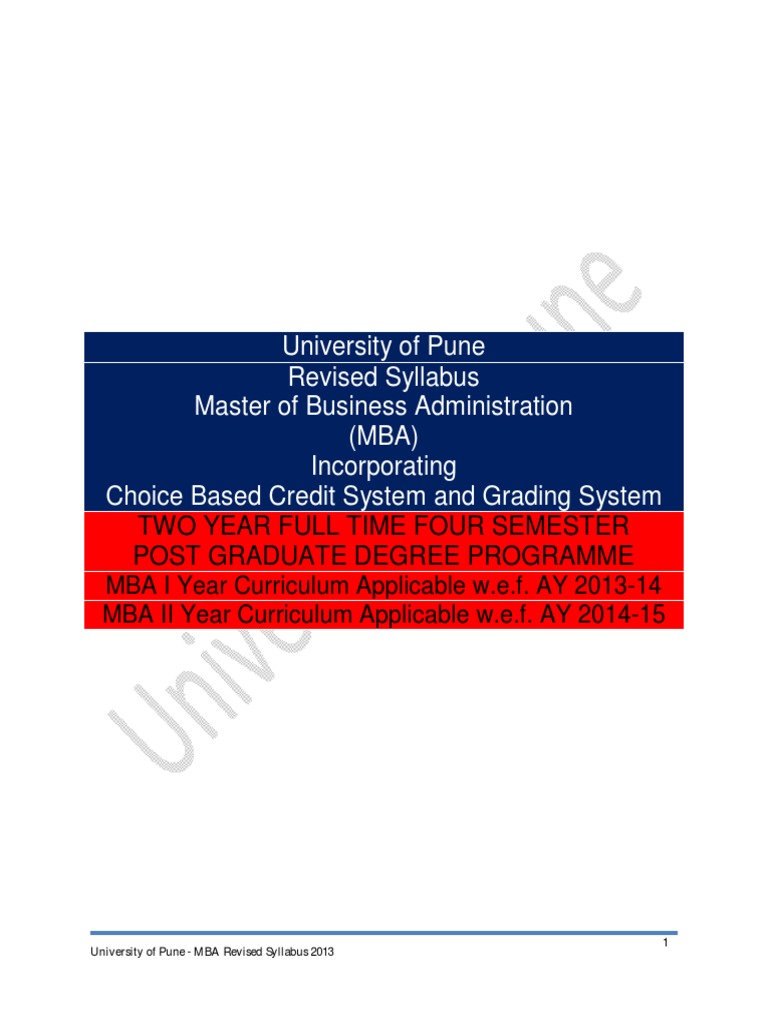 MBA Syllabus 2013 CBCGS Pattern Final | PDF | Thesis | Test (Assessment)
