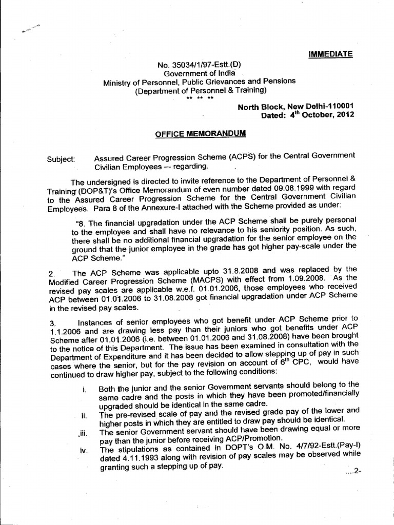 ACP Scheme Pay Discrepancy Fix | PDF