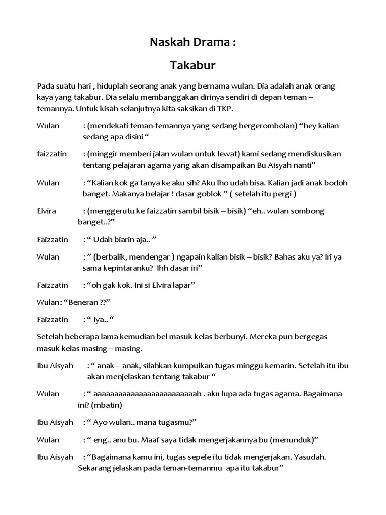 Naskah Drama Takabur Naskah Drama Takabur